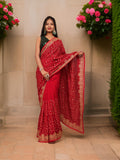 Designer Saree with Kundan & Embroidery Work by Shreekama